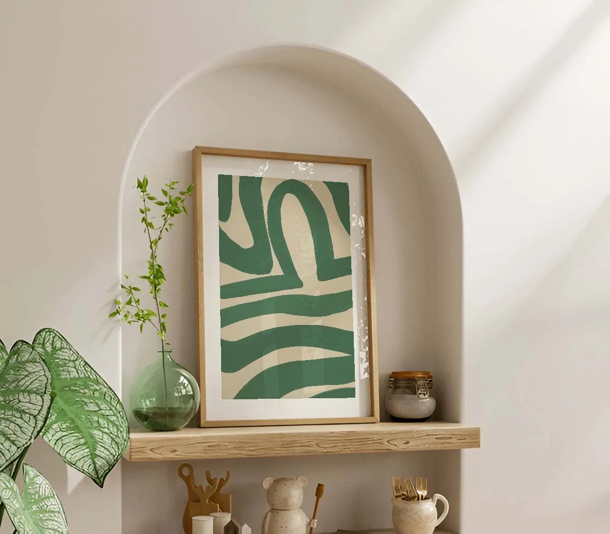 Green Abstract Curves Poster