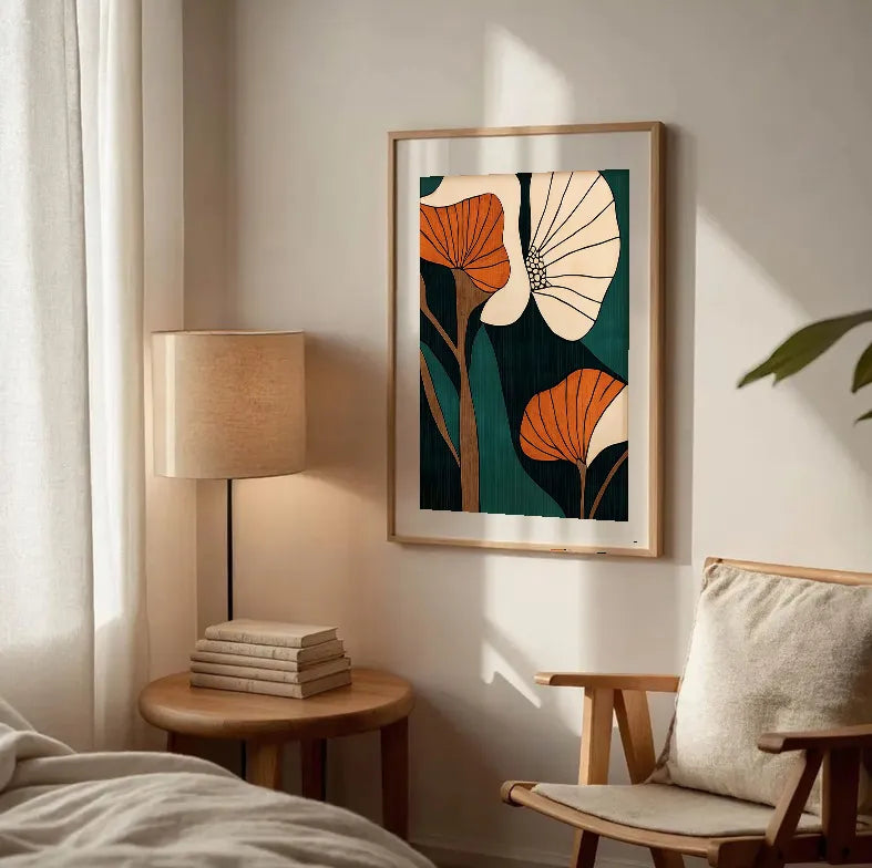 Teal & Orange Floral Gallery Wall