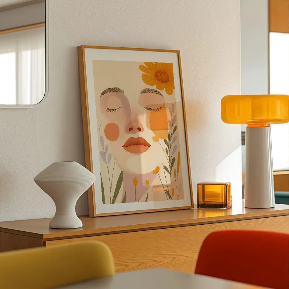 Abstract Floral Face Poster