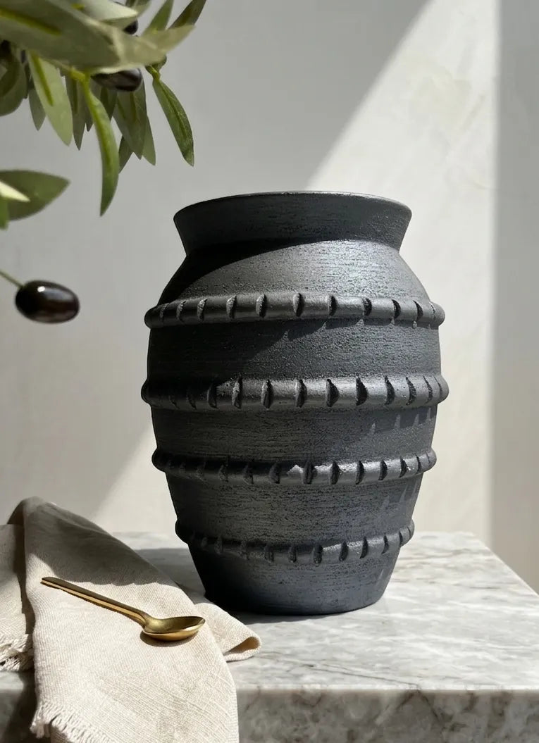 Segmented Silver Vase