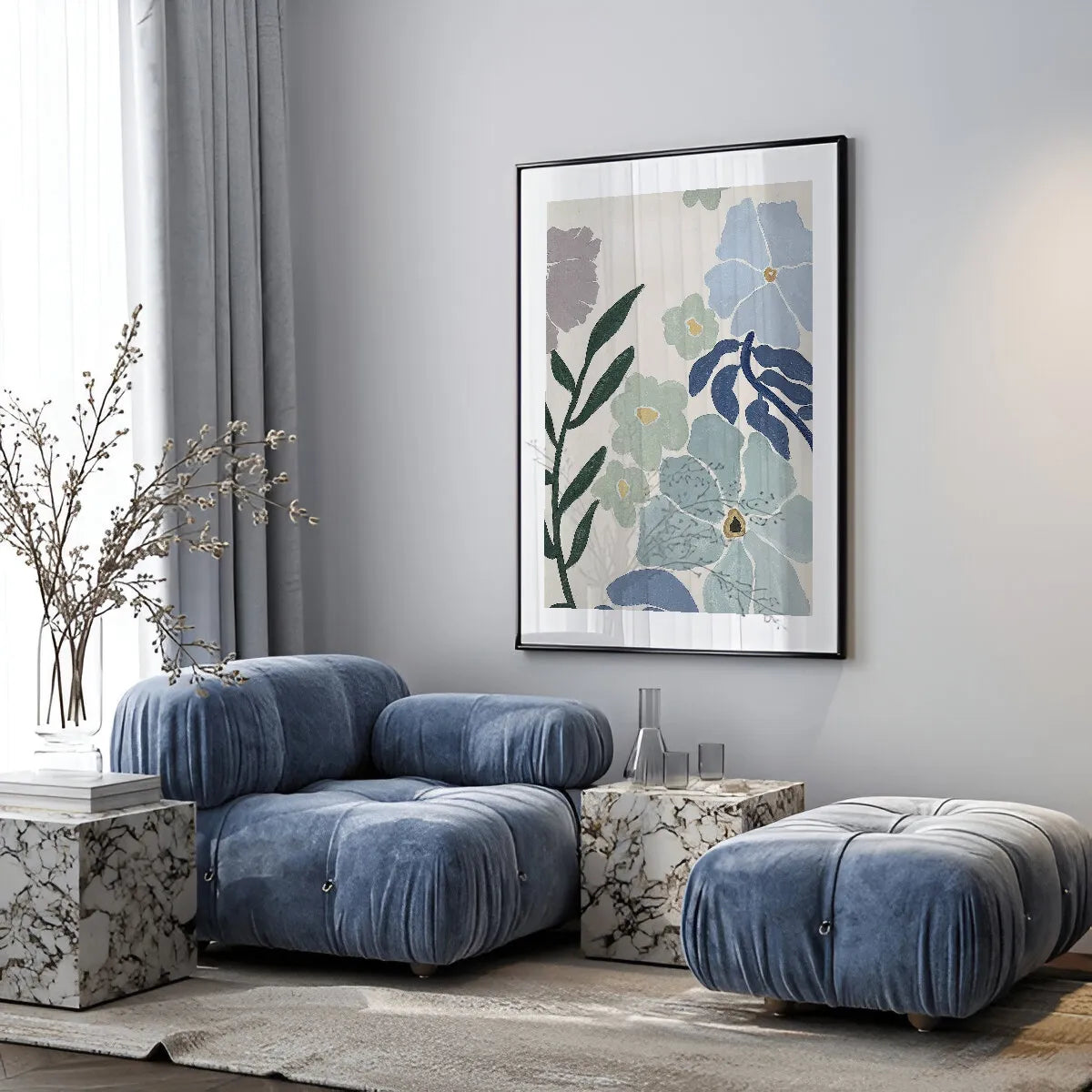 Blue Floral Poster No.2