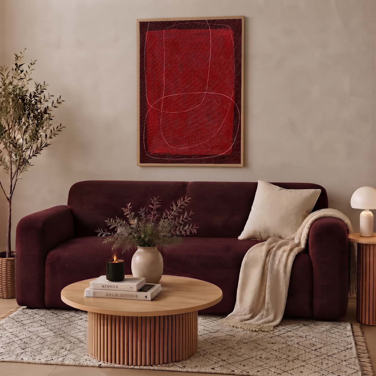 Crimson Curves Poster