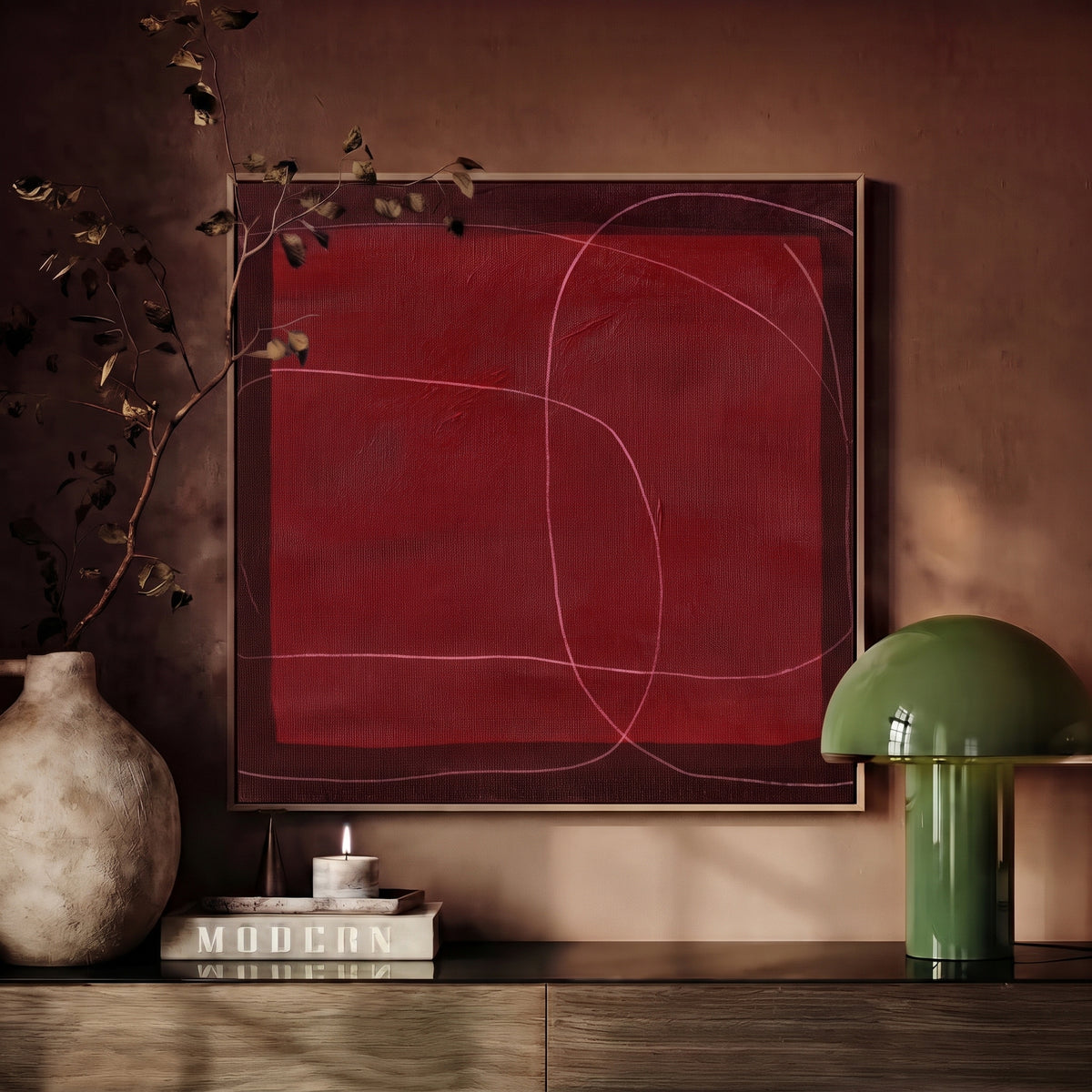 Crimson Curves Poster
