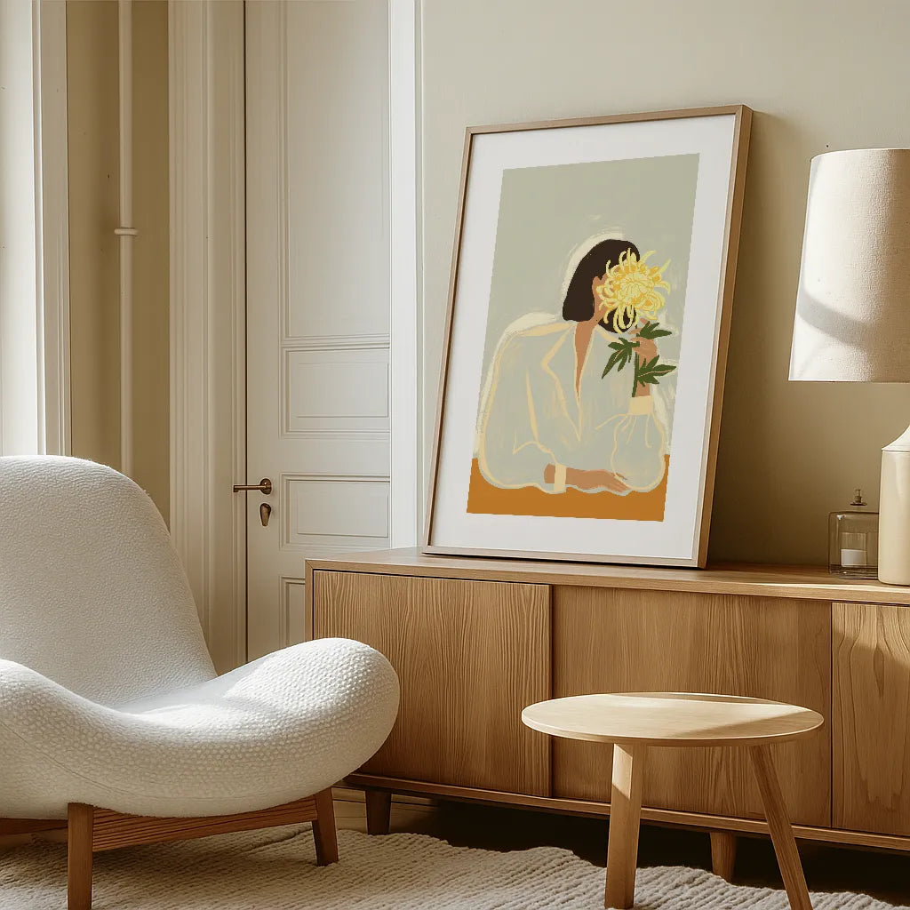 Abstract Figure with Flower Poster