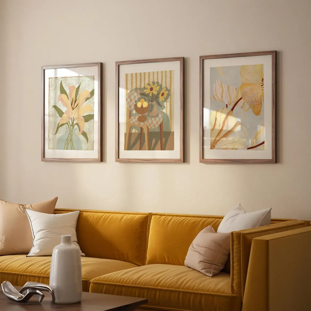 Abstract Floral Harmony Trio Gallery Wall