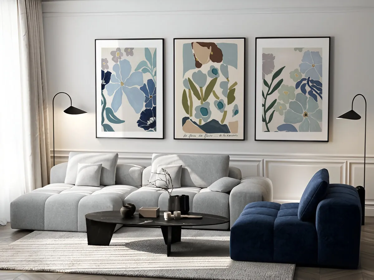 Blue Floral Gallery Wall