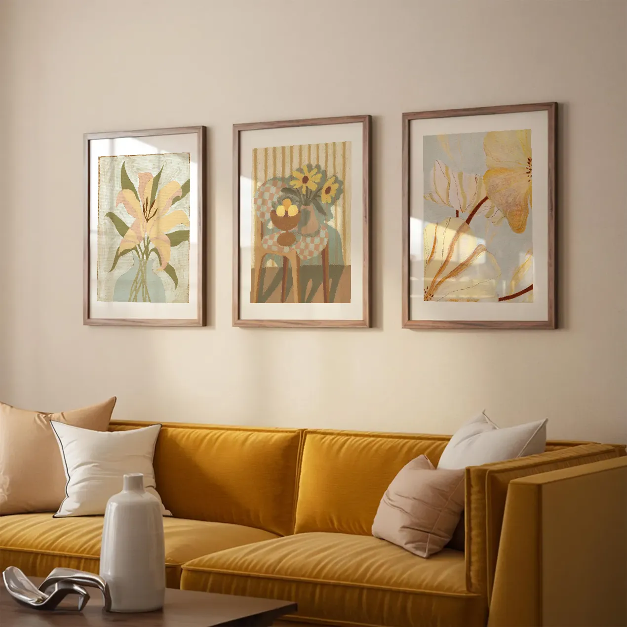 Abstract Floral Harmony Trio Gallery Wall