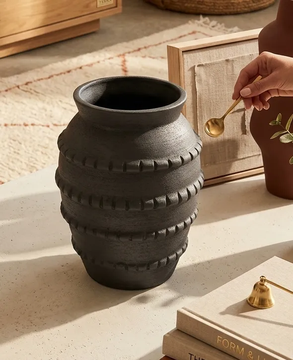 Segmented Silver Vase